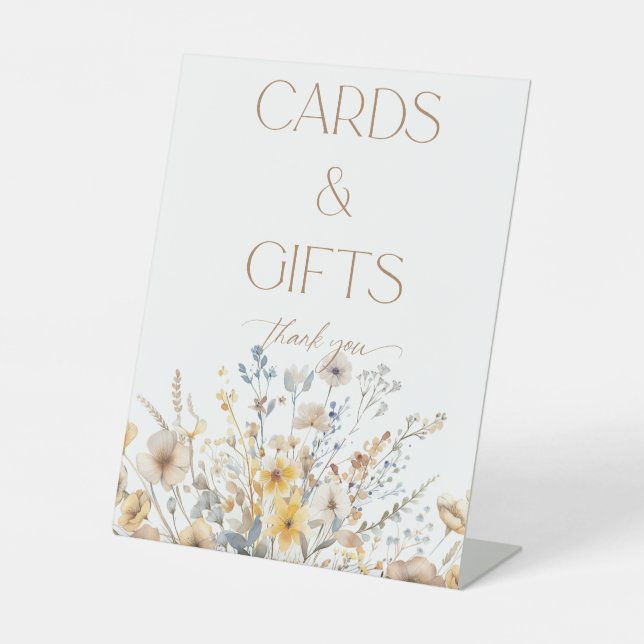 Wildflower Bridal Shower Cards And Gifts Pedestal Sign (Front)