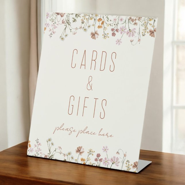 Wildflower Bridal Shower Cards and Gifts Pedestal Sign (Creator Uploaded)