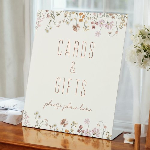 Wildflower Bridal Shower Cards and Gifts Pedestal Sign