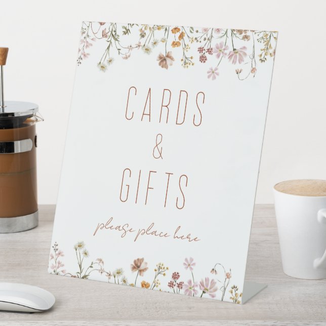 Wildflower Bridal Shower Cards and Gifts Pedestal Sign (In SItu)