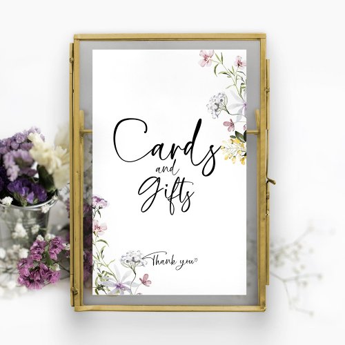 Wildflower Bridal Shower Cards and Gifts Sign