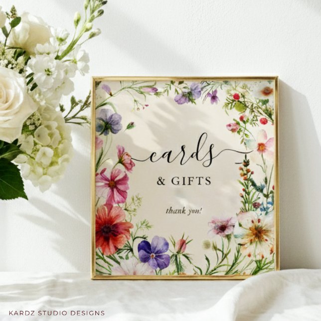 Wildflower Bridal Shower Cards & Gifts Sign (Different sizes available, choose the best one for you.)