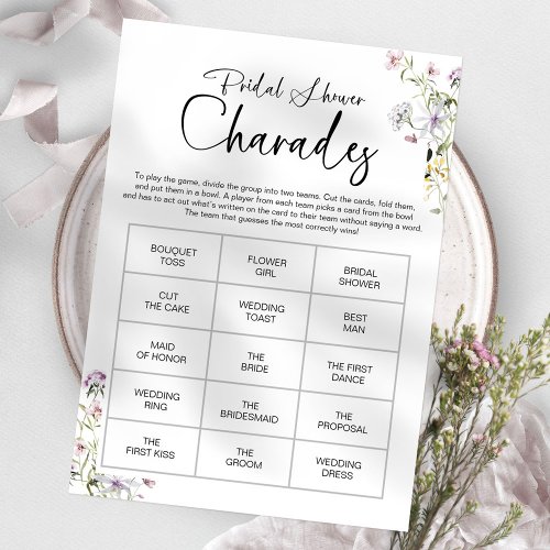 Wildflower Bridal Shower Charades Game  Invitation