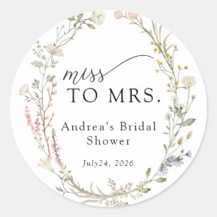 Wildflower Bridal Shower Classic Round Sticker