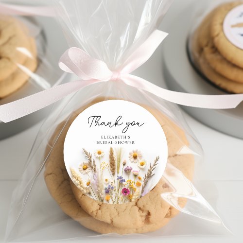 Wildflower Bridal Shower Classic Round Sticker