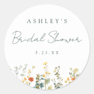 Wildflower Bridal Shower Classic Round Sticker