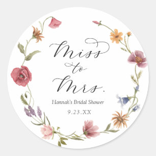 Wildflower Bridal Shower Classic Round Sticker