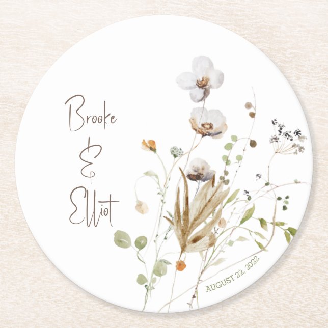 Wildflower Bridal Shower Coaster Favor (Front)