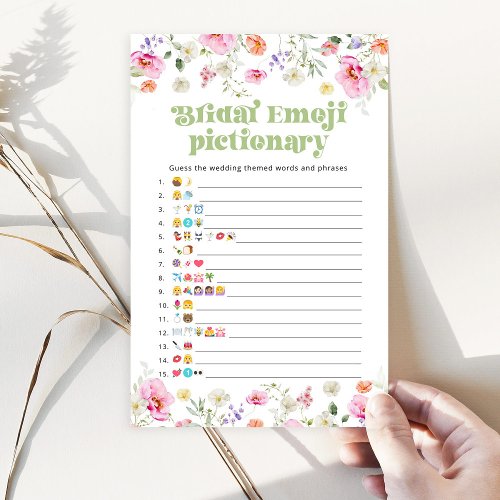 Wildflower bridal shower emoji pictionary game
