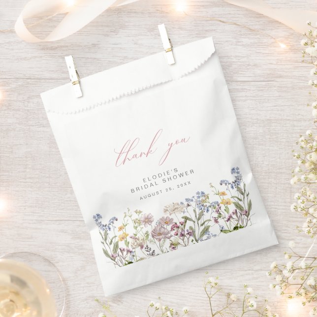 Wildflower Bridal Shower Favor Bags Floral Pink (Clipped)