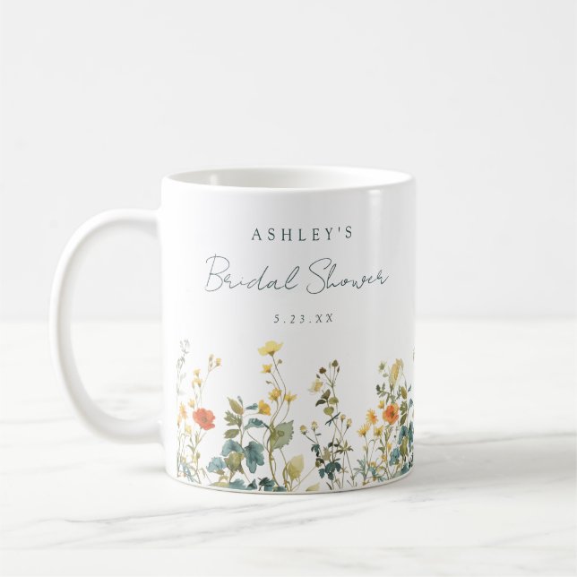Wildflower Bridal Shower Favor Coffee Mug (Left)
