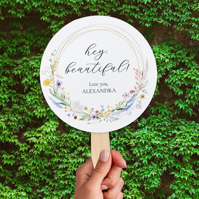 Wildflower Bridal Shower Favor Hand Fan (Wildflower wreath bridal shower favor hand fans)