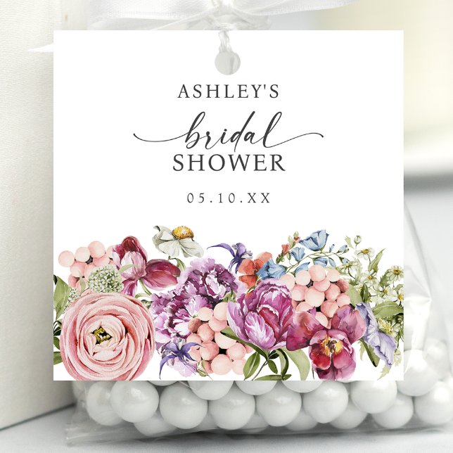 Wildflower Bridal Shower Favor Tags (Jewel Tone Wildflower Bridal Shower Favor Tags by Painted Paperie
)