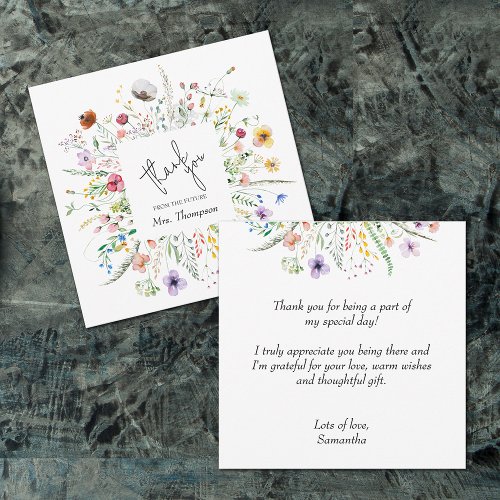 Wildflower Bridal Shower Flat Thank You Note Card