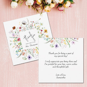 Wildflower Bridal Shower Flat Thank You Note Card