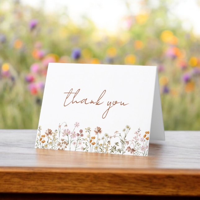 Wildflower Bridal Shower Floral Boho Garden Thank You Card (Creator Uploaded)