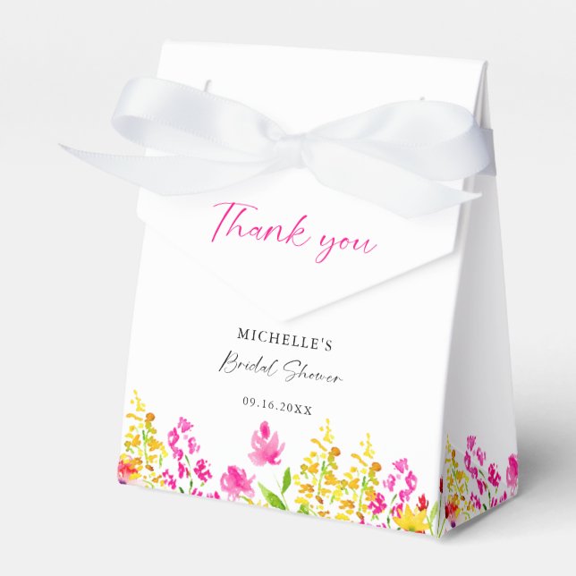 Wildflower Bridal Shower Floral Custom Favor Box (Front Side)