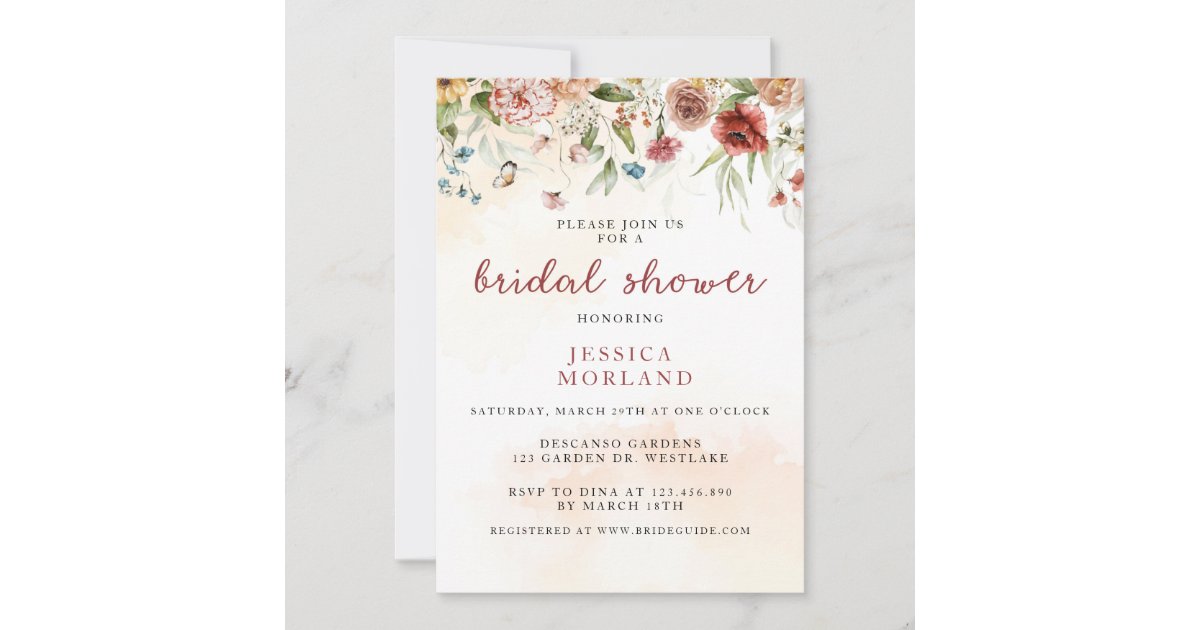 Wildflower Bridal Shower Floral Spring Invitation Zazzle