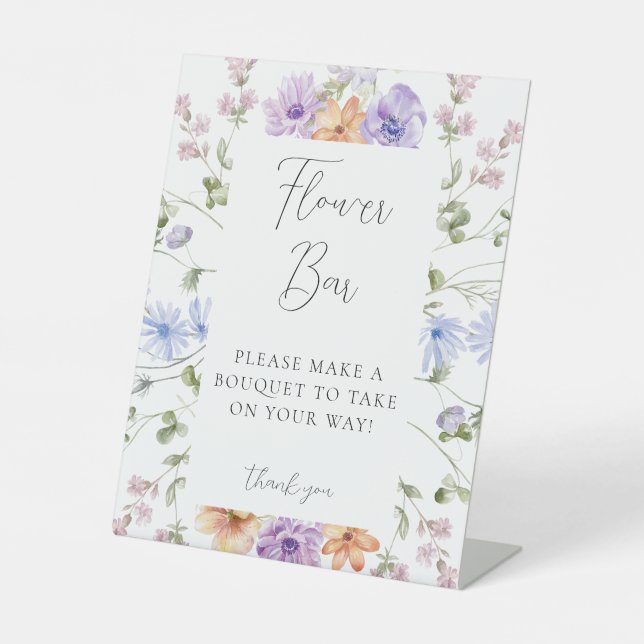 Wildflower Bridal Shower Flower Bar Sign (Front)