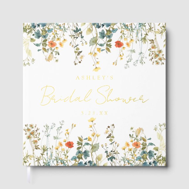 Wildflower Bridal Shower Foil Guest Book (Front)