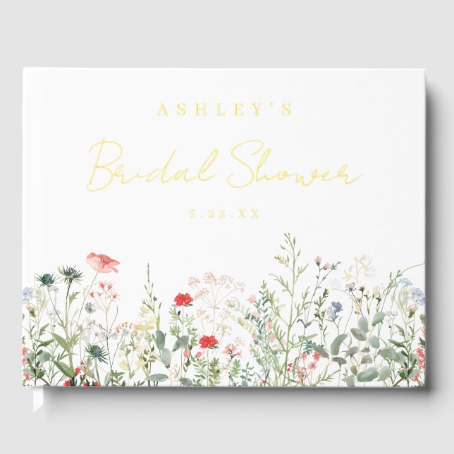 Wildflower Bridal Shower Foil Guest Book (Front)