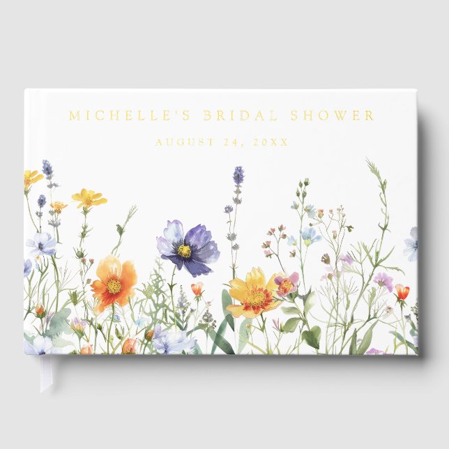 Wildflower Bridal Shower Foil Guest Book (Front)