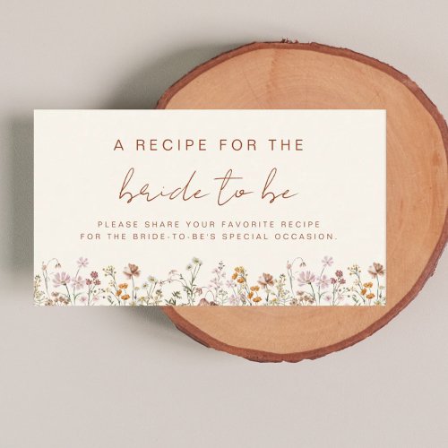 Wildflower Bridal Shower Garden Recipe Share Enclosure Card