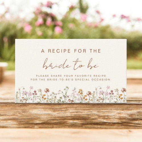 Wildflower Bridal Shower Garden Recipe Share Enclosure Card