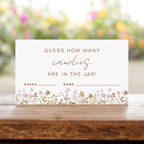 Wildflower Bridal Shower Guess How Many Candy Game Enclosure Card