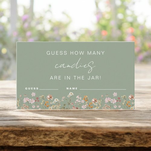 Wildflower Bridal Shower Guess How Many Candy Game Enclosure Card