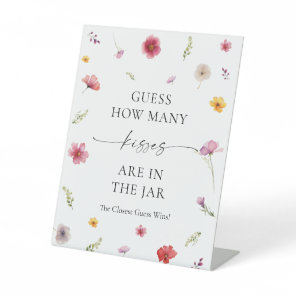 Wildflower Bridal Shower Guess How Many Kisses Pedestal Sign