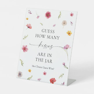 Wildflower Bridal Shower Guess How Many Kisses Pedestal Sign