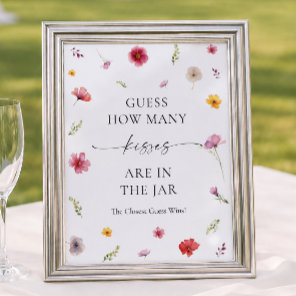Wildflower Bridal Shower Guess How Many Kisses Poster