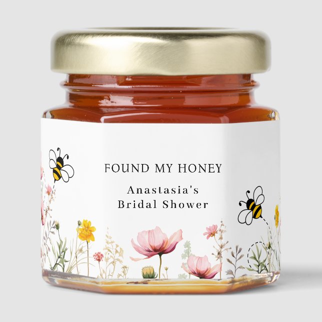 Wildflower  Bridal Shower Honey Jar Favors (Front)