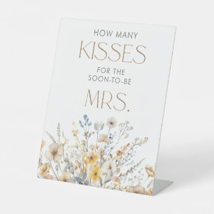 Wildflower Bridal Shower How Many Kisses Pedestal Sign