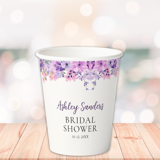 Wildflower Bridal Shower in Soft Purple Palette Paper Cups (Creator Uploaded)