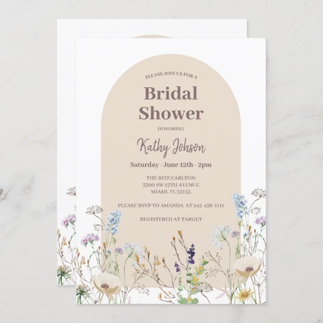 Wildflower Bridal Shower Invitation (Front/Back)
