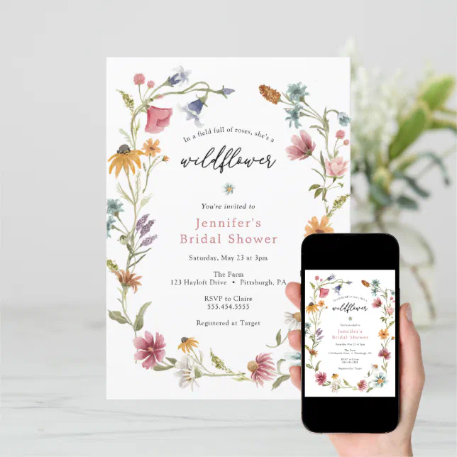 Wildflower Bridal Shower Invitation Zazzle