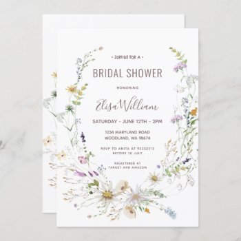 Wildflower Bridal Shower  Invitation by HappyPartyStudio at Zazzle