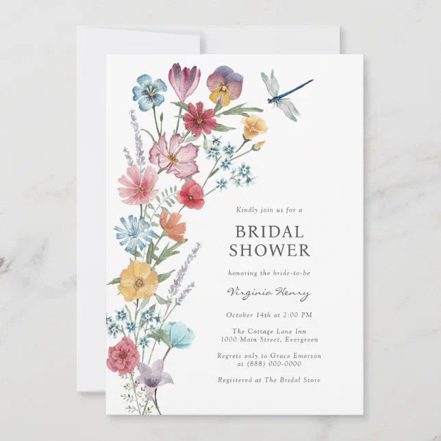 Wildflower Bridal Shower Invitation | Zazzle