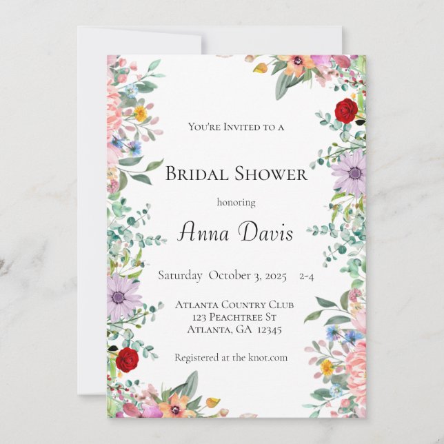 Wildflower Bridal Shower Invitation (Front)