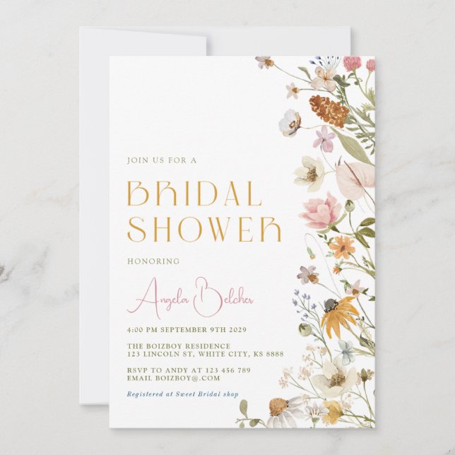 Wildflower Bridal Shower Invitation (Front)