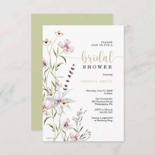 Wildflower Bridal Shower Invitation Card
