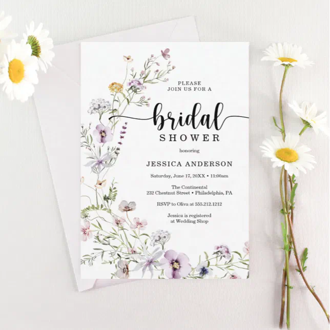Wildflower Bridal Shower Invitation Card Zazzle