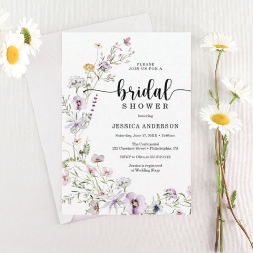 Wildflower Bridal Shower Invitation Card