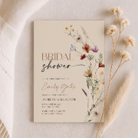 Wildflower Bridal Shower Invitation, Floral Boho 