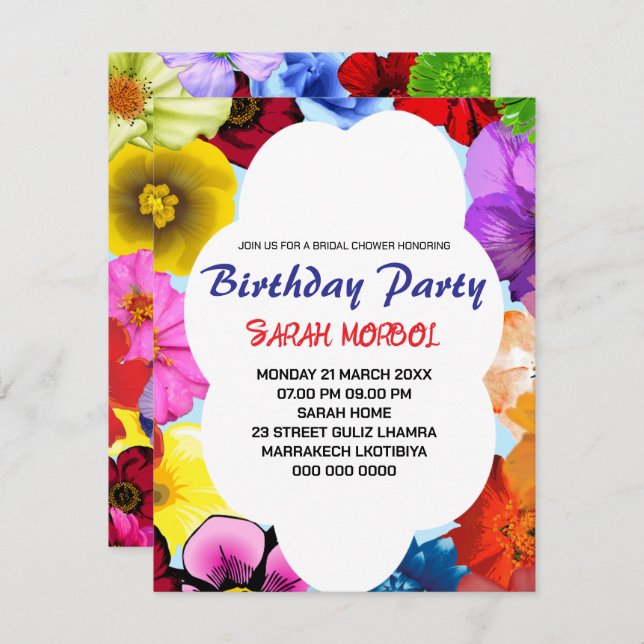 Wildflower Bridal Shower Invitation Template, Edit (Front/Back)