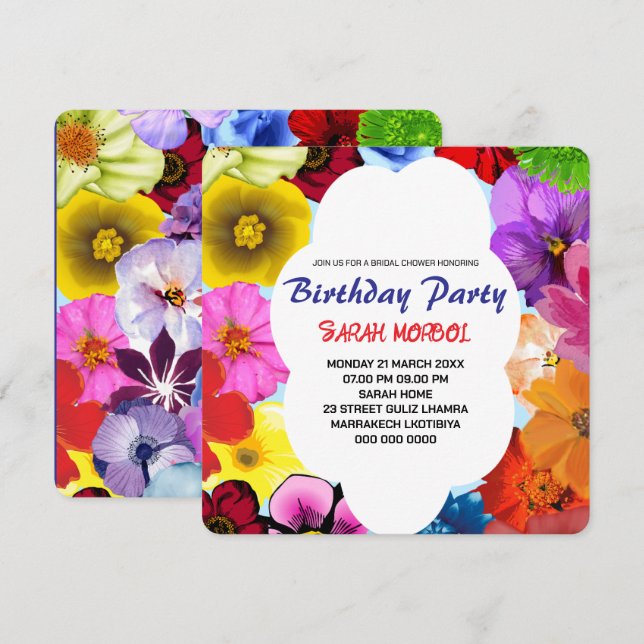 Wildflower Bridal Shower Invitation Template, Edit (Front/Back)