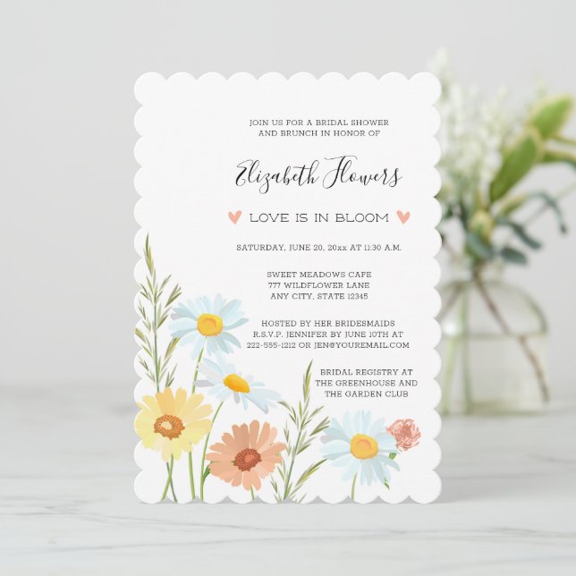 Wildflower Bridal Shower Invitations (Standing Front)