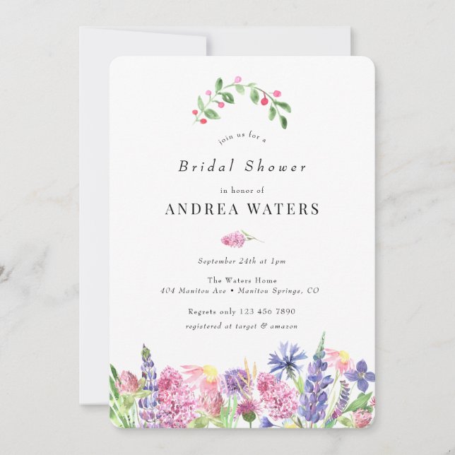 Wildflower Bridal Shower Invitations (Front)